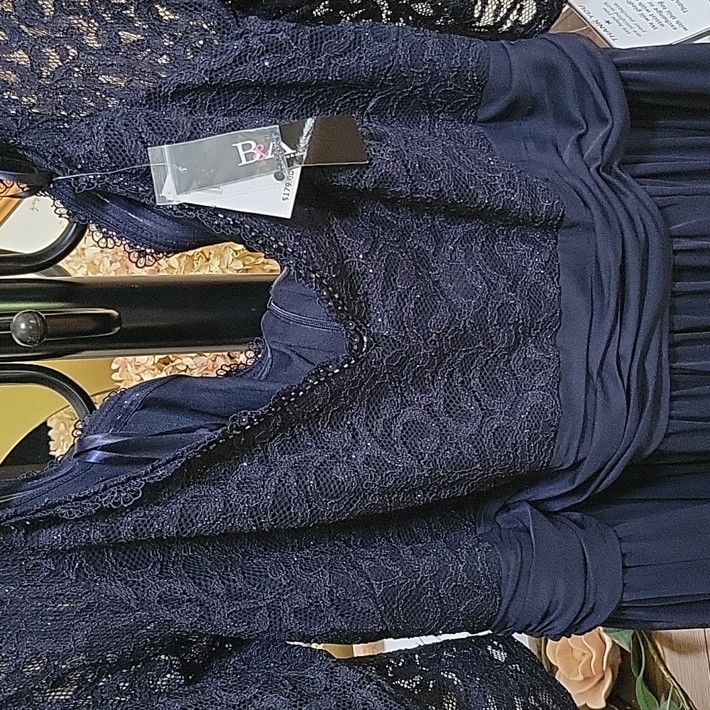 Betsy & Adam Midnight Blue Lace Dress